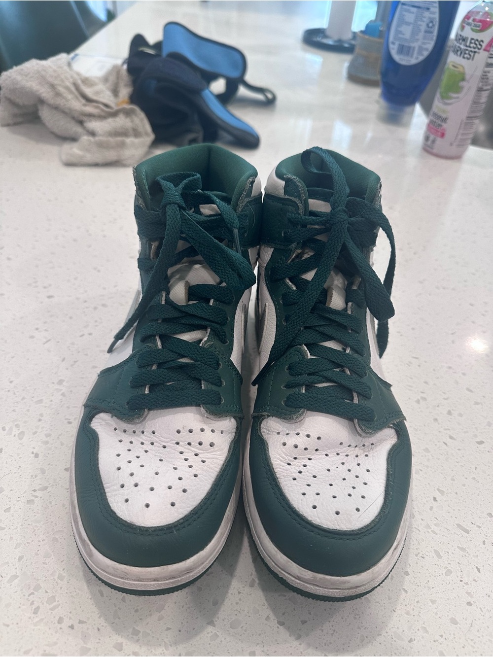 Nike Air Jordan’s High-Top Sneakers in Green and White- Women/Boys